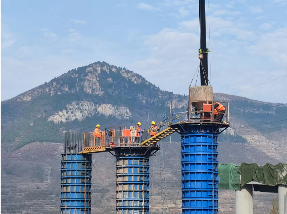 K102+627北安樂村大橋，9#左上墩柱澆筑砼_副本