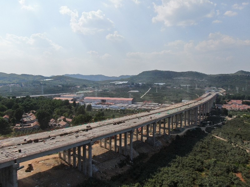 6-6、6月27日臨臨高速六標(biāo)苗莊特大橋圓滿完成全部T梁架設(shè)_副本